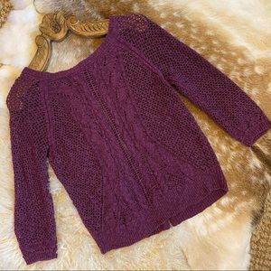 LUCKY BRAND Reversible Open Crochet Knit Sweater